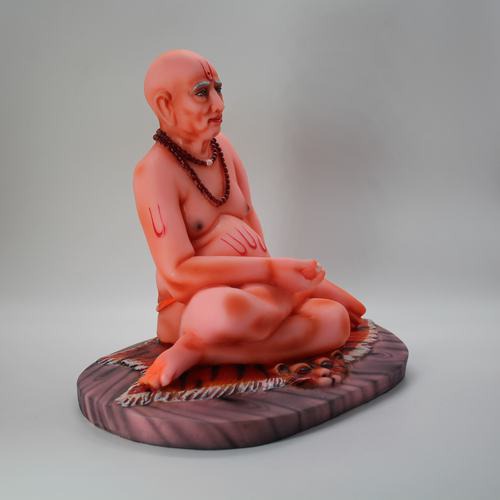 Swami Samarth Fiber Idol/Murti in Sitting Position (7 Inch, Orange)